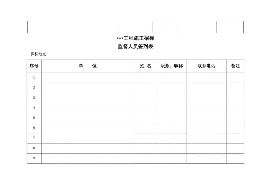 施工用招标开标记录表整套表最低价法_第5页