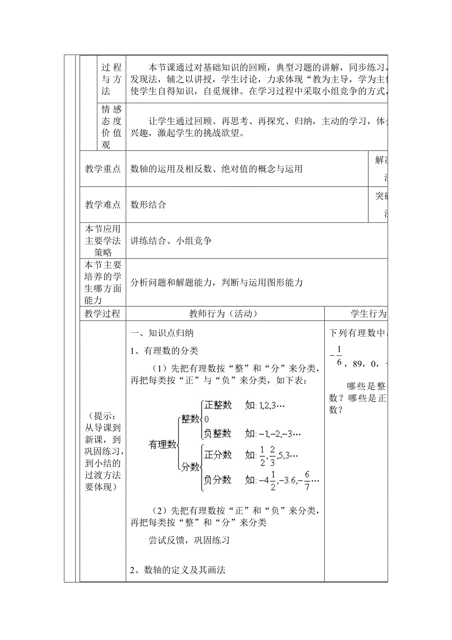 有理数复习教学设计(教育精品)_第2页