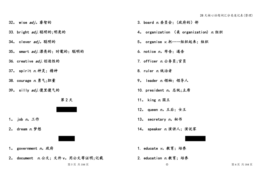 28天核心话题词汇分类速记表(整理).doc_第3页