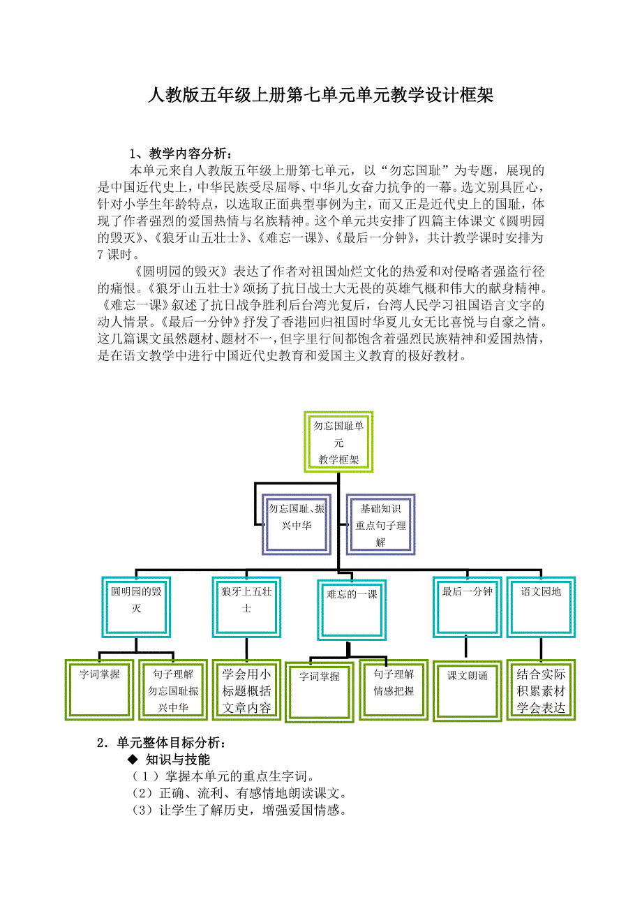 人教版五年级语文上册第七单元教学设计_第1页