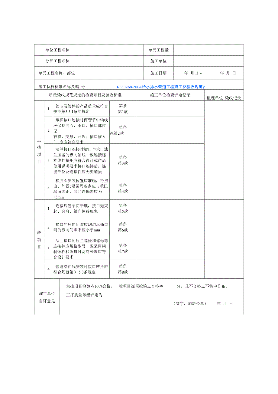 管道安装质量评定_第1页