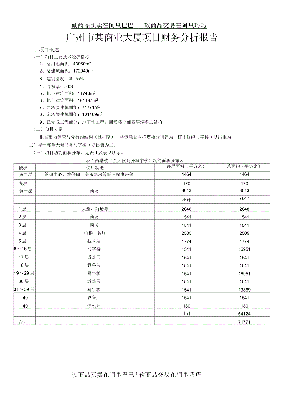 某商业大厦项目管理与财务分析报告_第1页