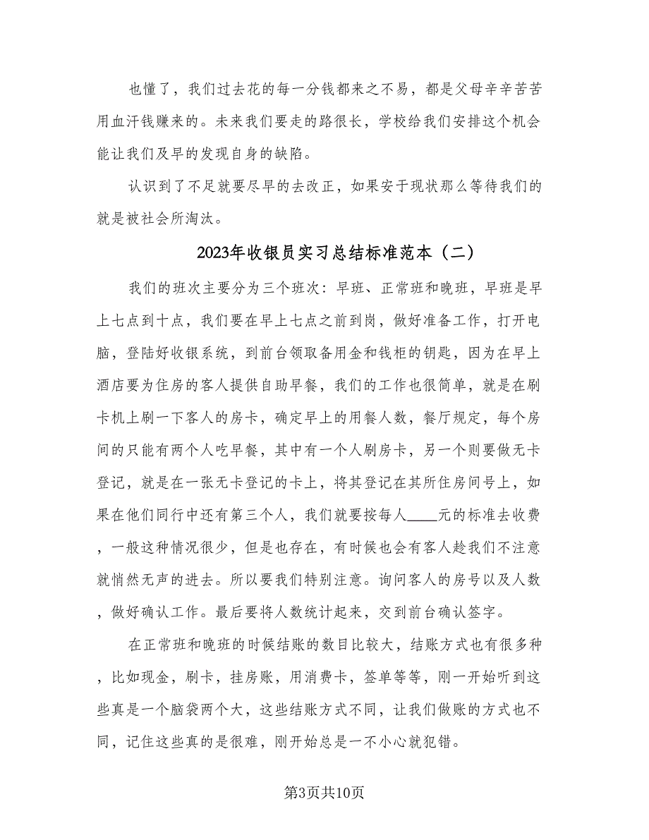 2023年收银员实习总结标准范本（4篇）.doc_第3页