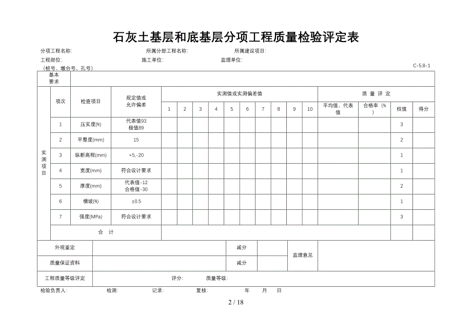 各种分项工程质量检验评定表(DOC 18页)_第2页