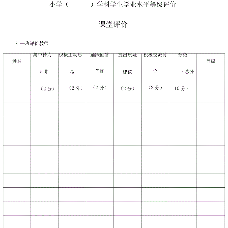 学业水平等级评价表_第1页