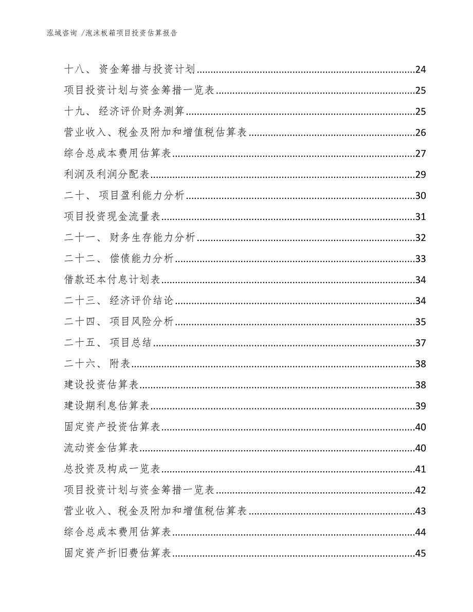 泡沫板箱项目投资估算报告（模板）_第2页