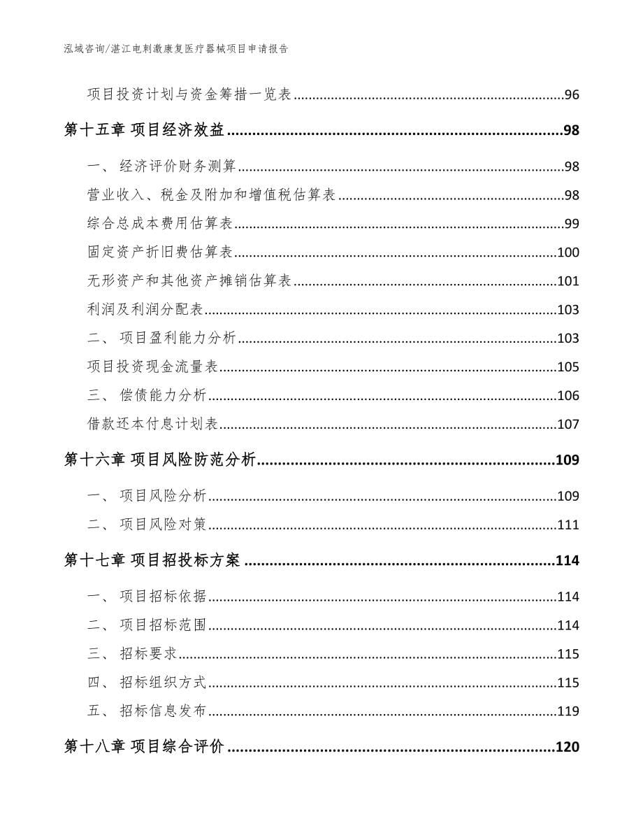 湛江电刺激康复医疗器械项目申请报告【模板范本】_第5页