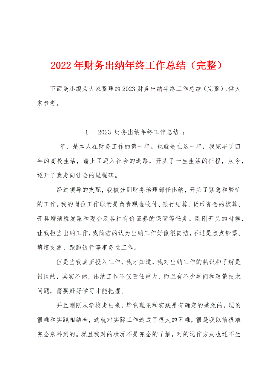 2023年财务出纳年终工作总结.docx_第1页