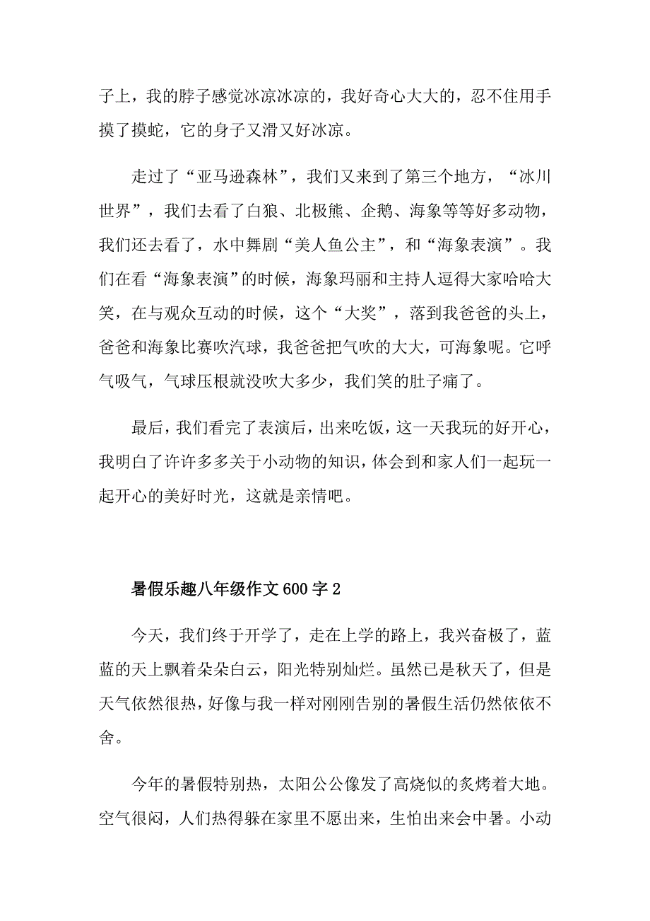 暑假乐趣八年级作文600字_第2页