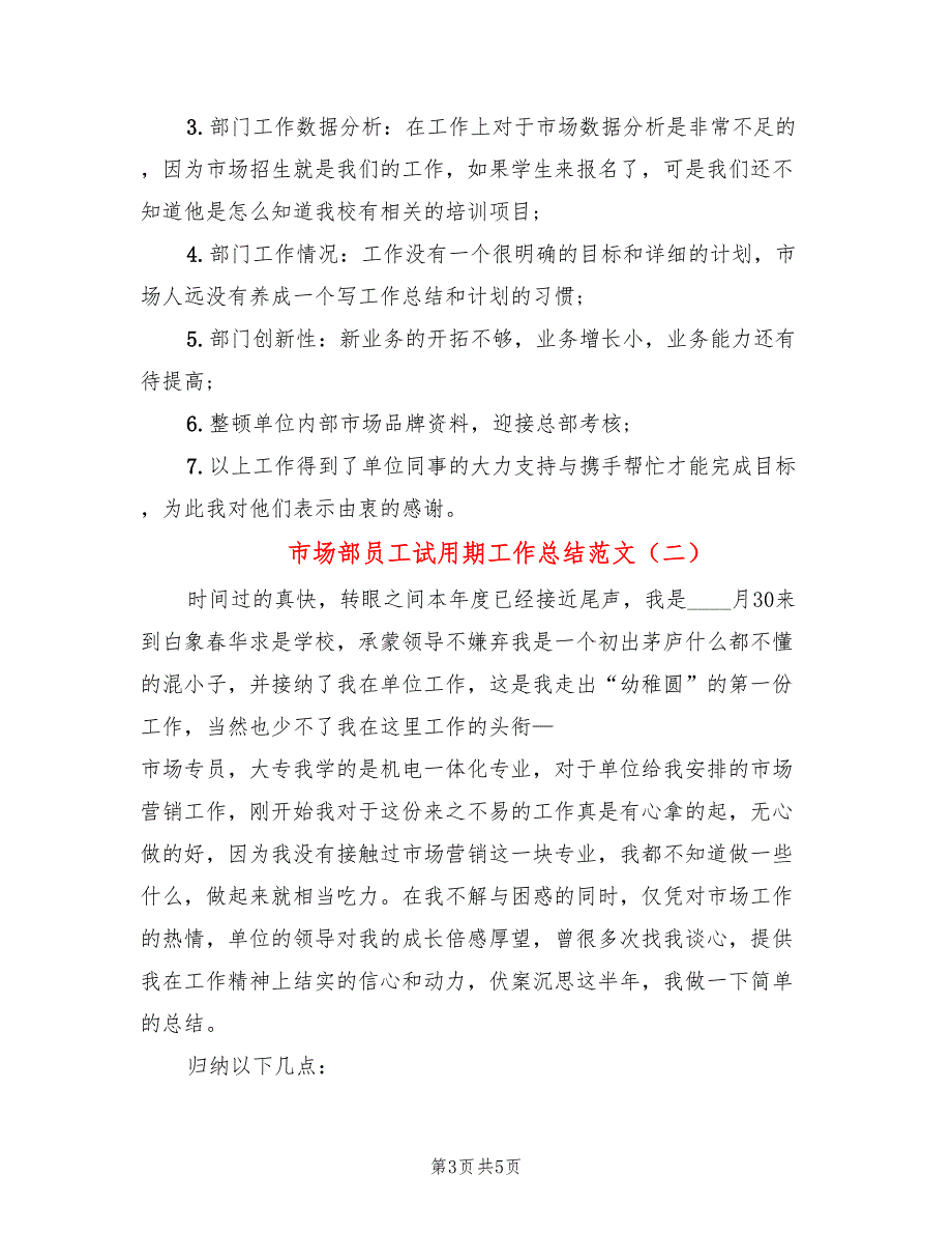 市场部员工试用期工作总结范文(2篇)_第3页