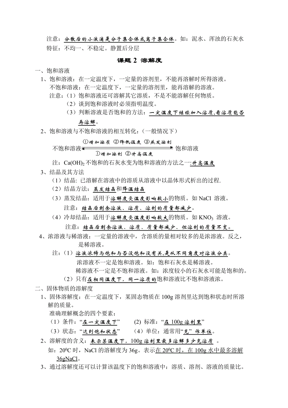 【良心出品】第九单元--溶液知识点.doc_第2页