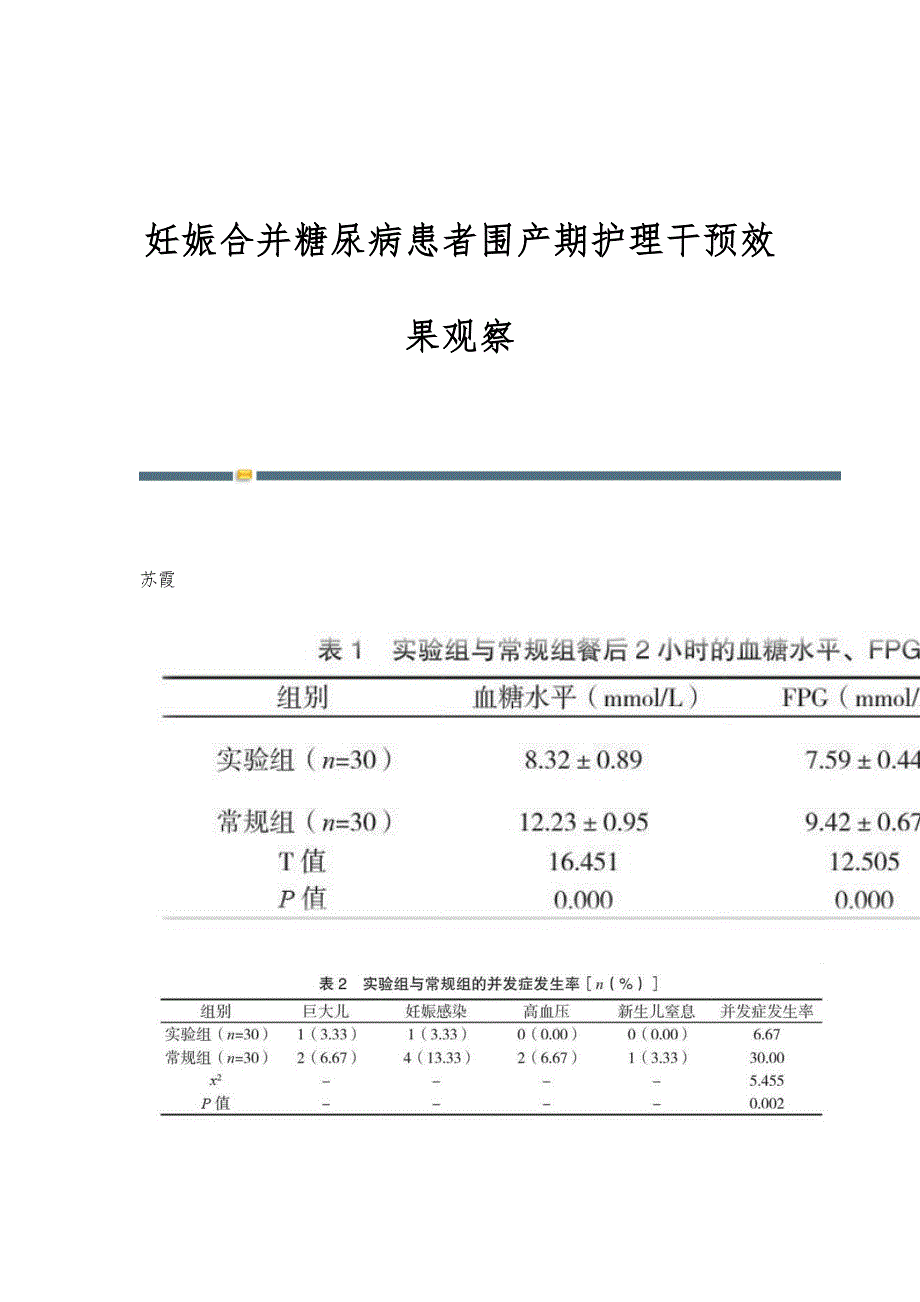 妊娠合并糖尿病患者围产期护理干预效果观察_第1页