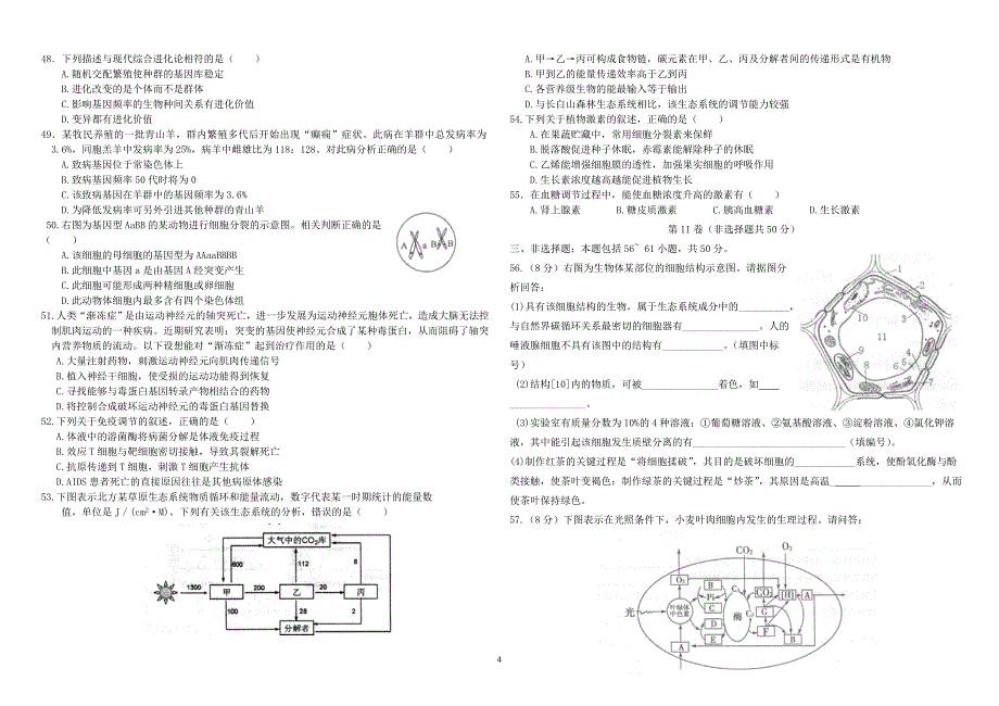 2012年山东生物竞赛预赛试题(word版).doc_第4页