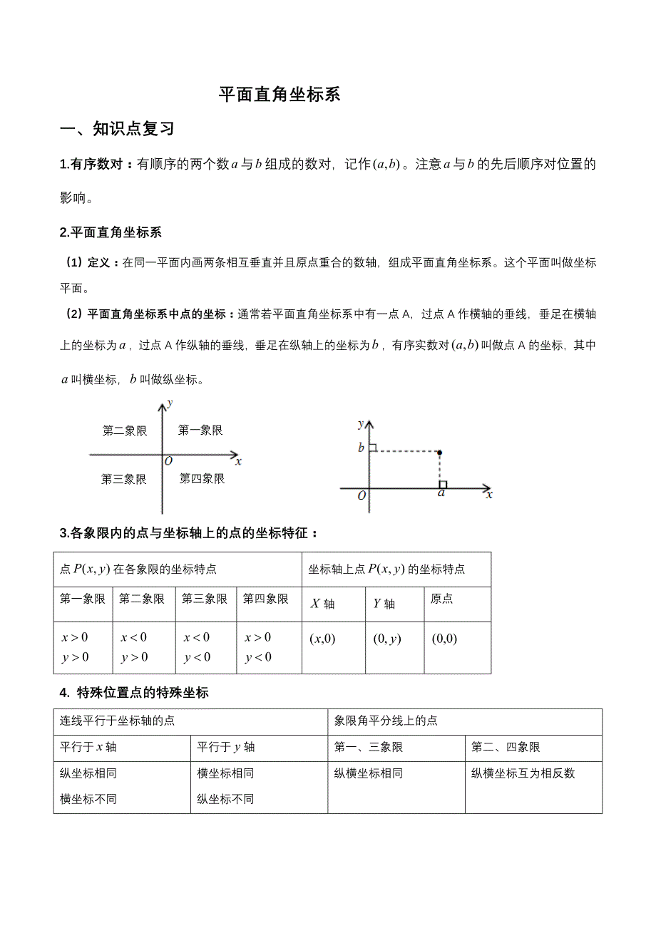 平面直角坐标系典型例题含答案_第1页