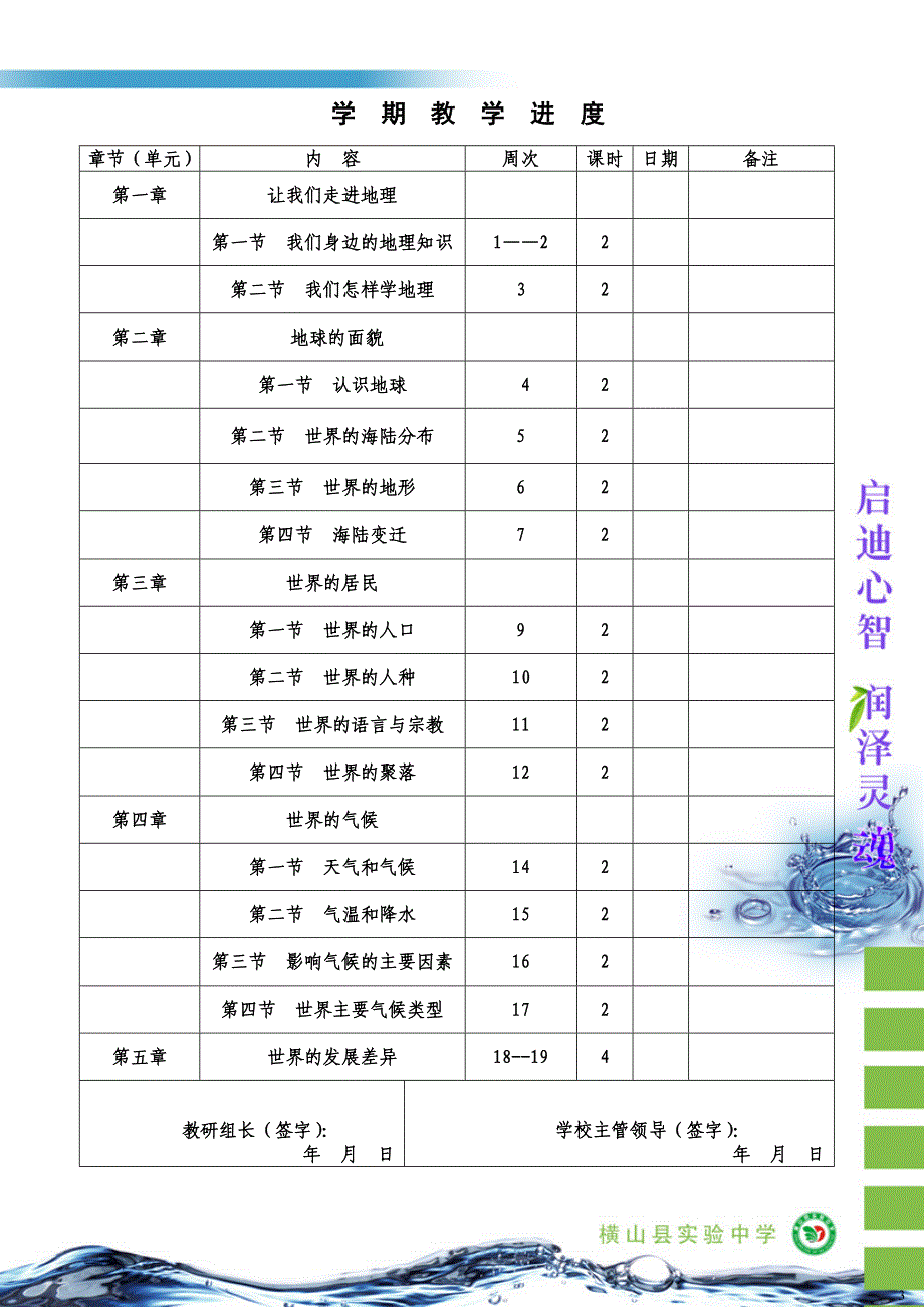 七年级上地理教学计划王买军_第3页