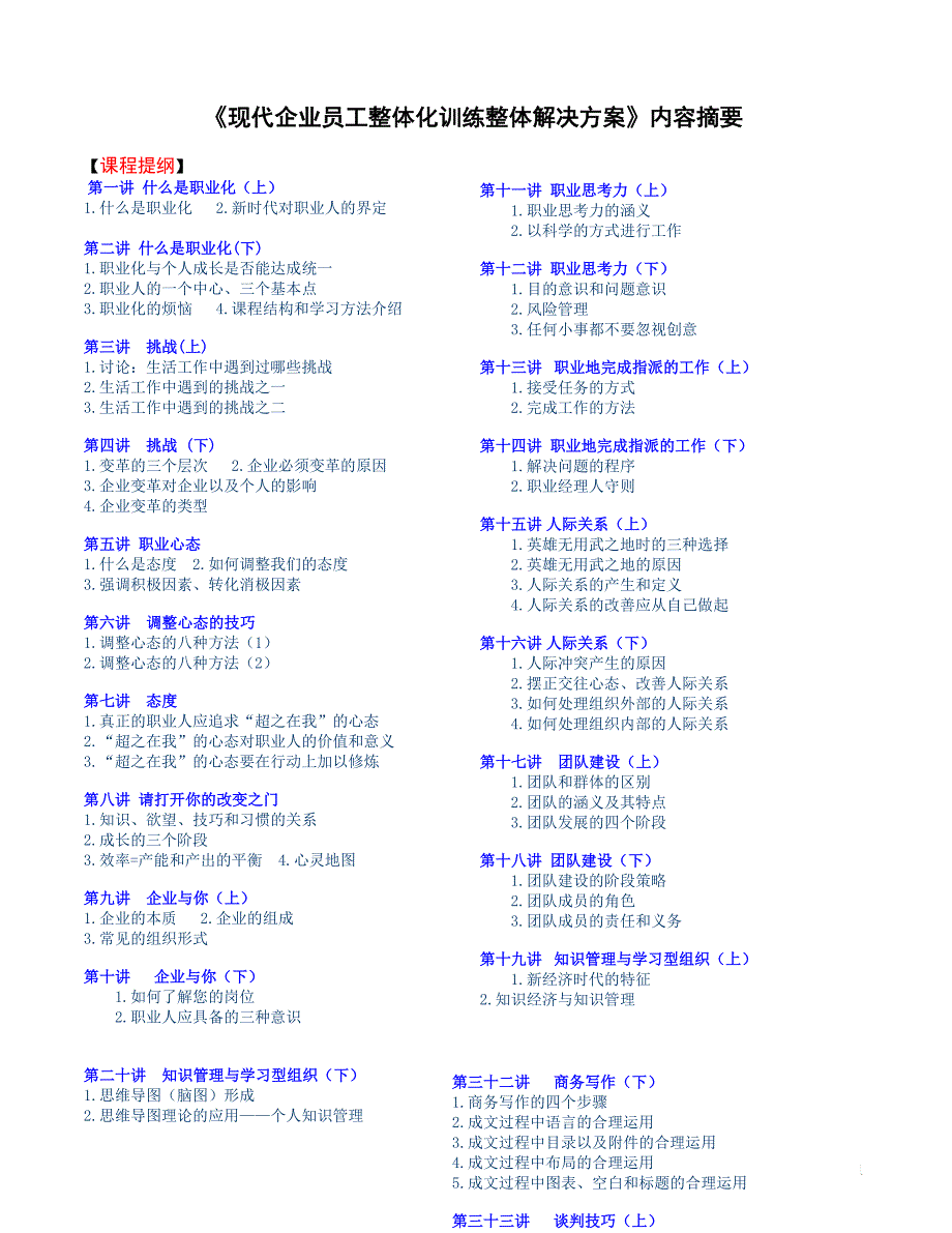 现代企业员工整体化训练整体解决方案_第1页