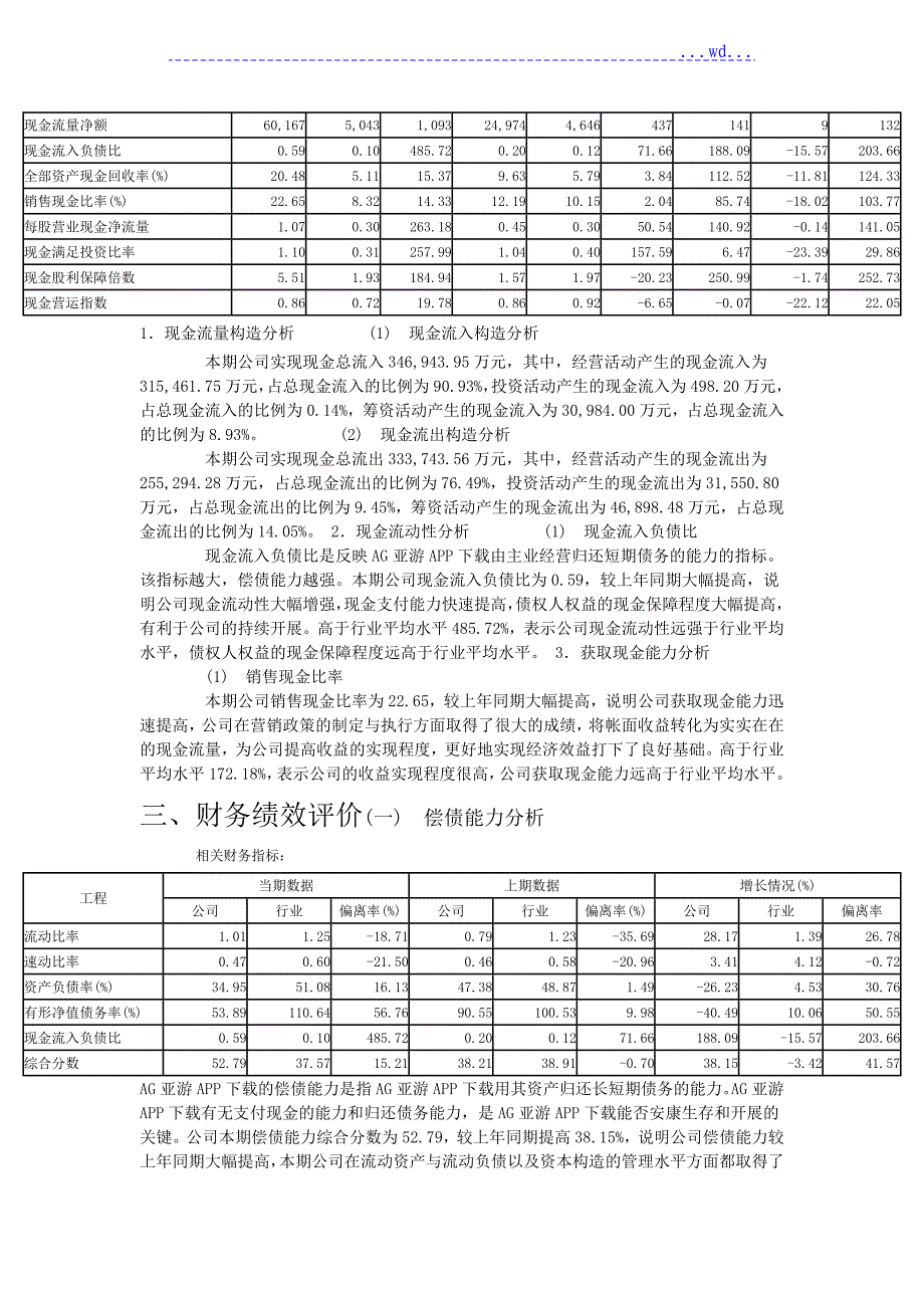 AG亚游APP下载财务分析报告书_第4页