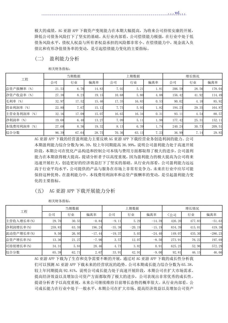 AG亚游APP下载财务分析报告书_第5页