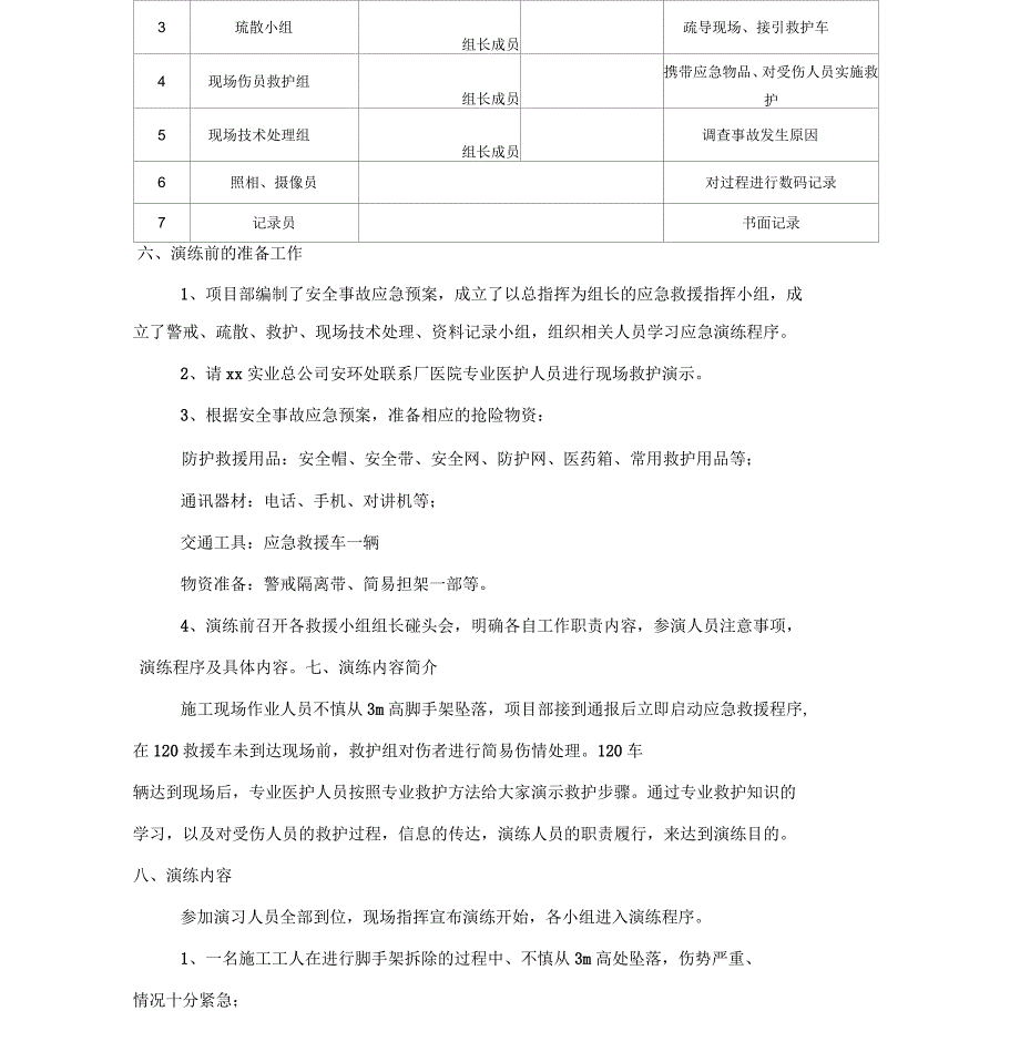 施工现场防高空坠落应急演练活动方案_第2页