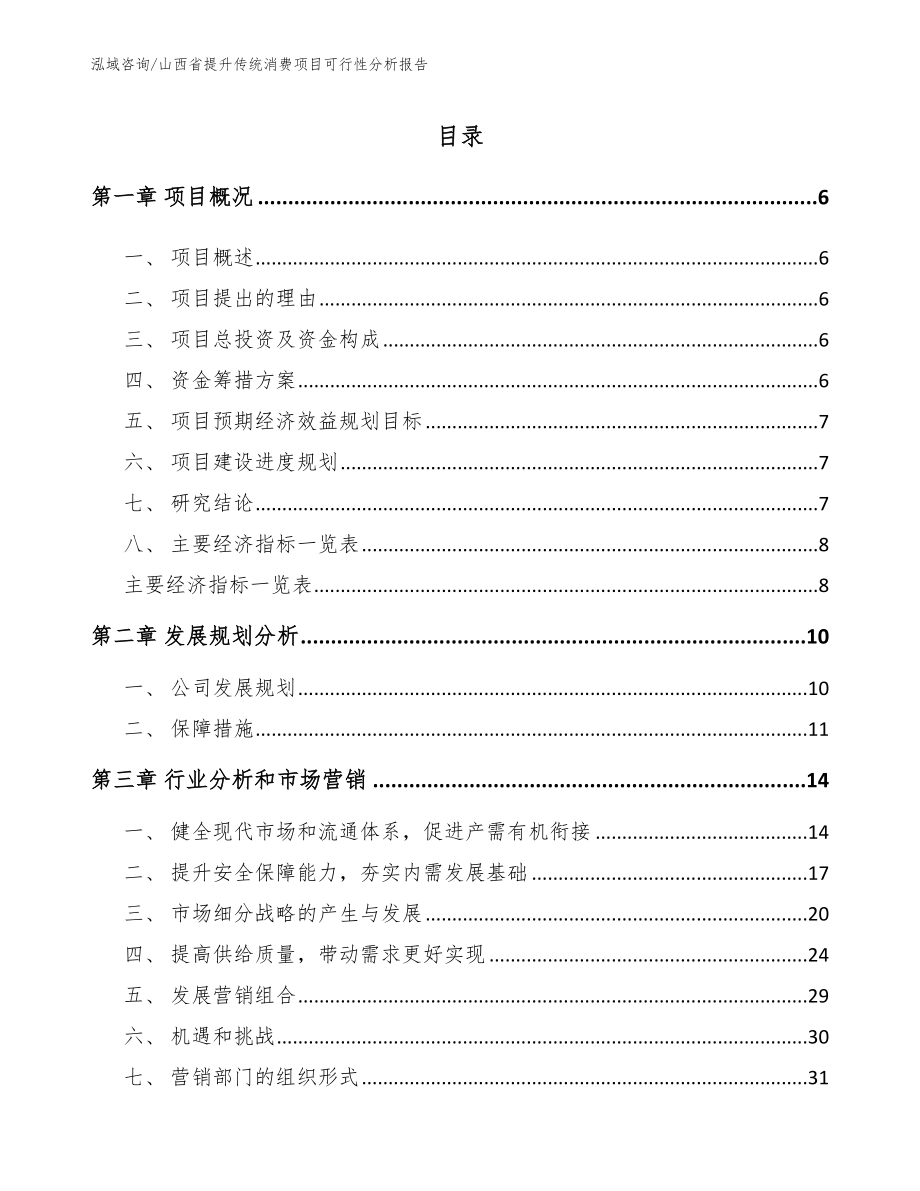 山西省提升传统消费项目可行性分析报告【参考模板】_第1页