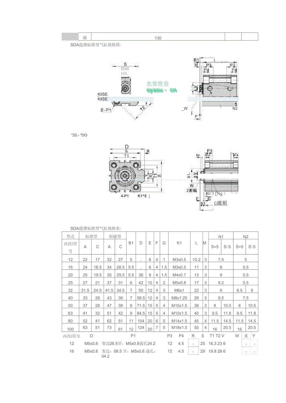 SDA超薄气缸尺寸_第3页