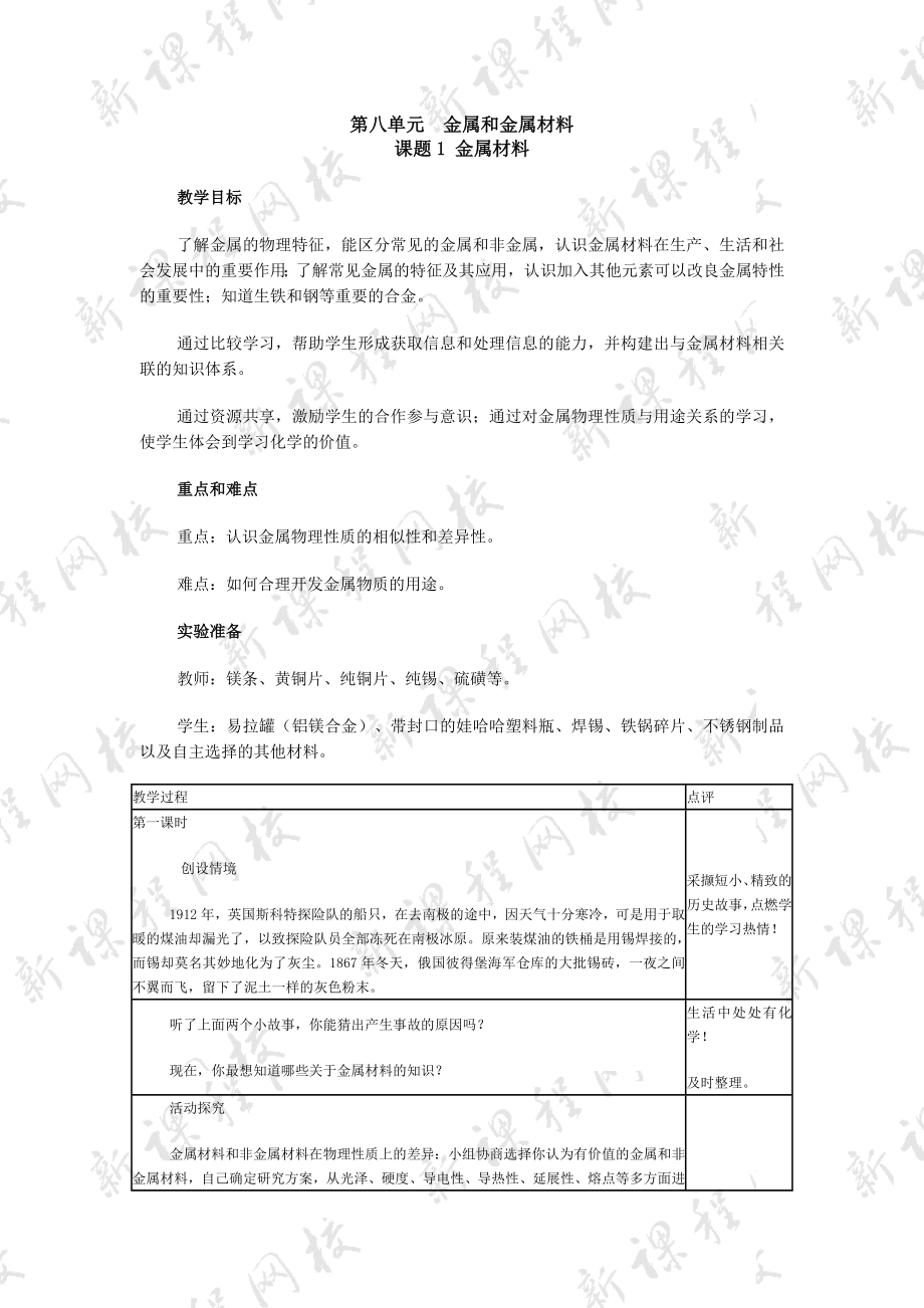 人教版初中化学教案(下册全)_第1页