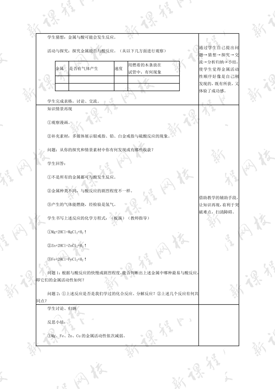 人教版初中化学教案(下册全)_第4页