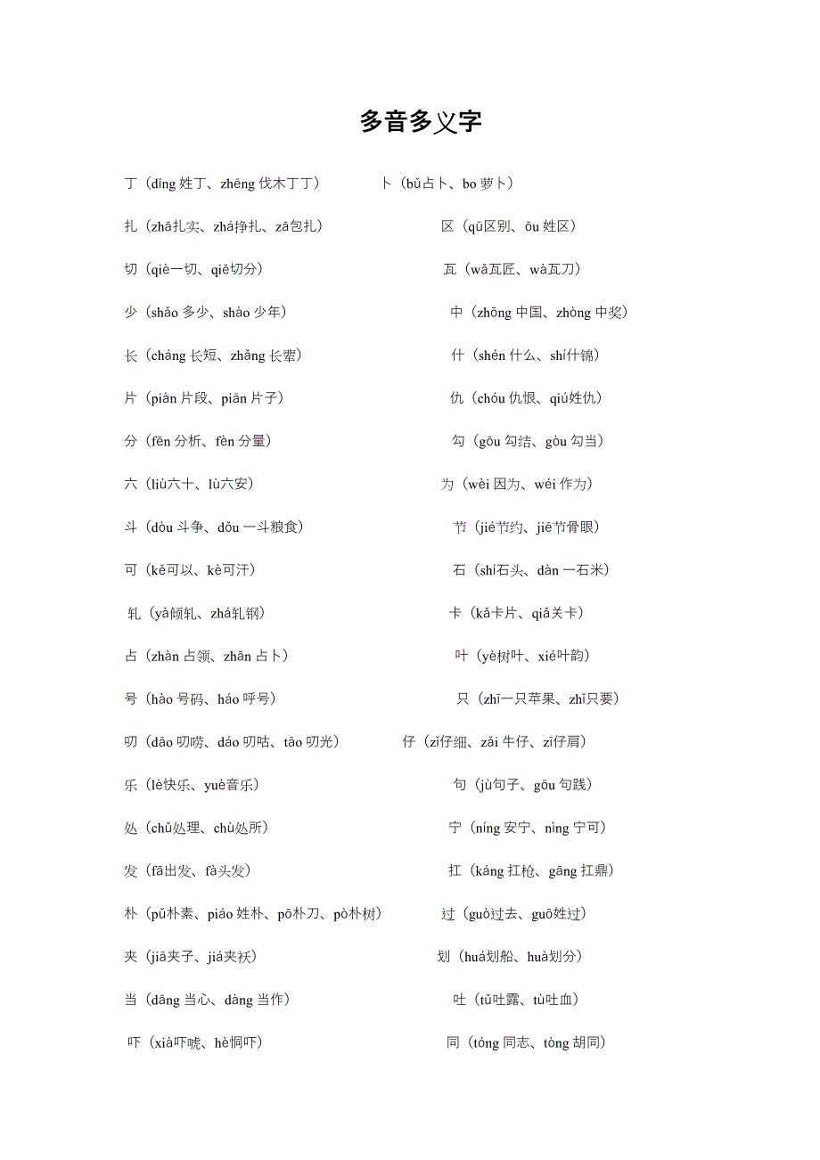 多音多义字目录--汉语的魅力.doc_第1页