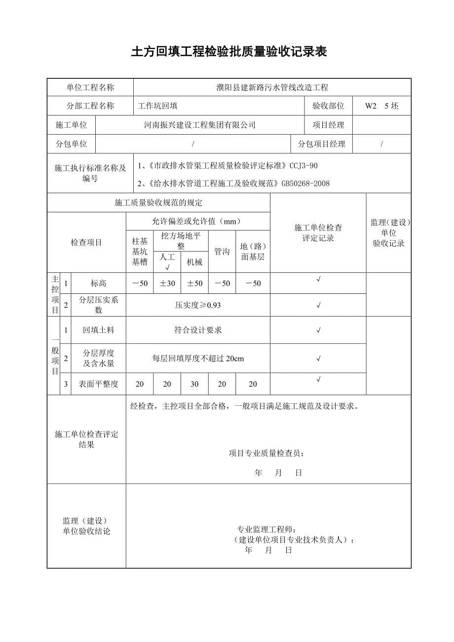 yA土方回填工程检验批质量验收记录表基础_第5页