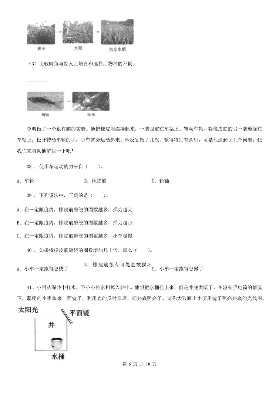 2020版教科版五年级上册期中考试科学试卷D卷精编_第5页