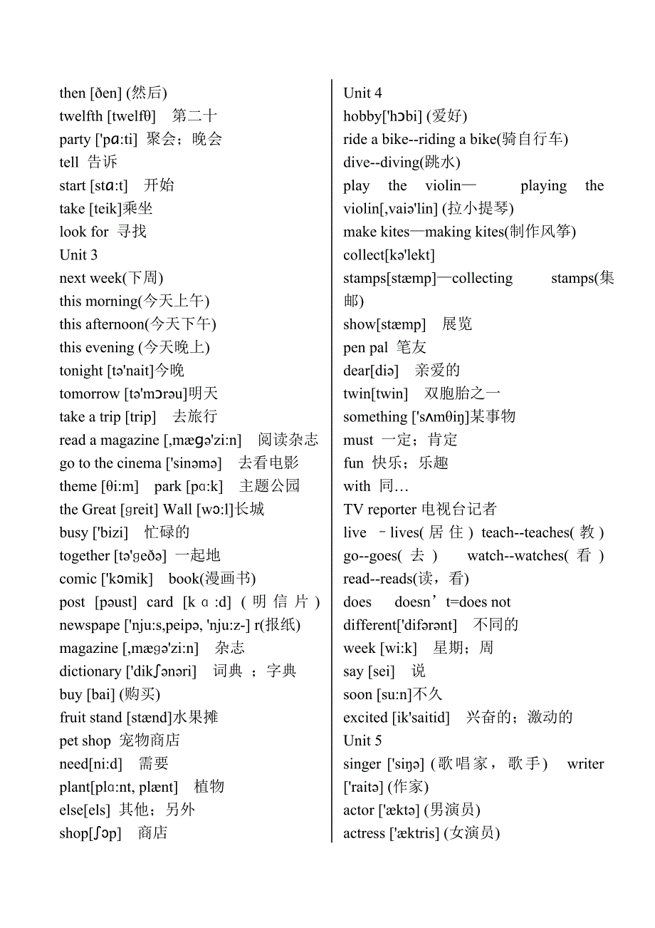 人教版小学英语六年级上、下册单词表_第2页