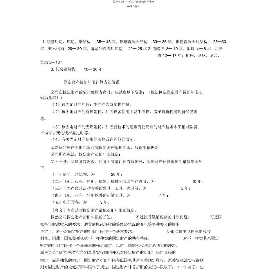 各类固定资产折旧年限及残值率表格.docx_第5页