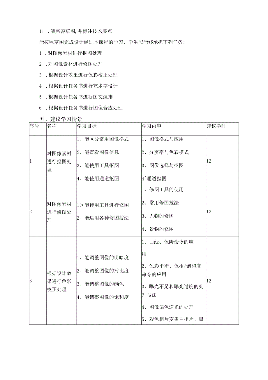 《Photoshop图像处理》课程标准_第3页