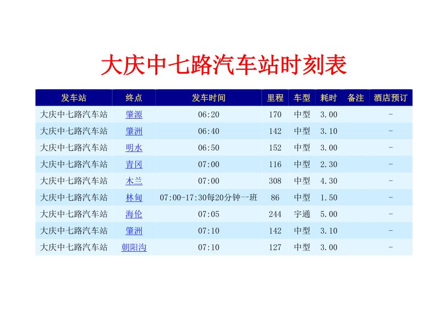 大庆中七路汽车站时刻表Word_第1页