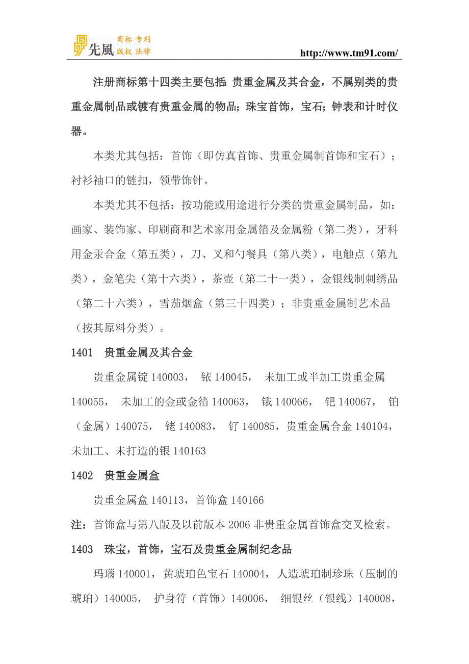 商标注册分类的十四类细节选项说明_第1页