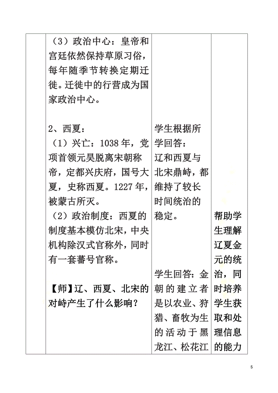 2021-2021学年新教材高中历史第10课辽夏金元的统治教案新人教版必修《中外历史纲要（上）》_第5页