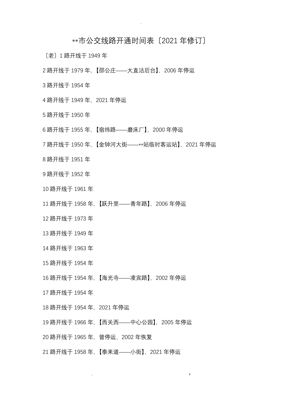 天津市公交线路开通时间表(2018年修订版)_第1页