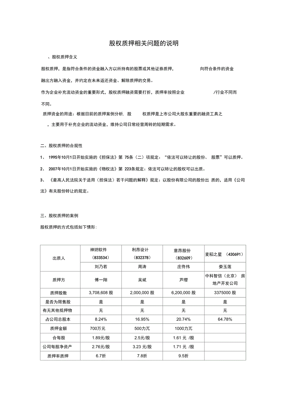 股权质押相关说明_第1页