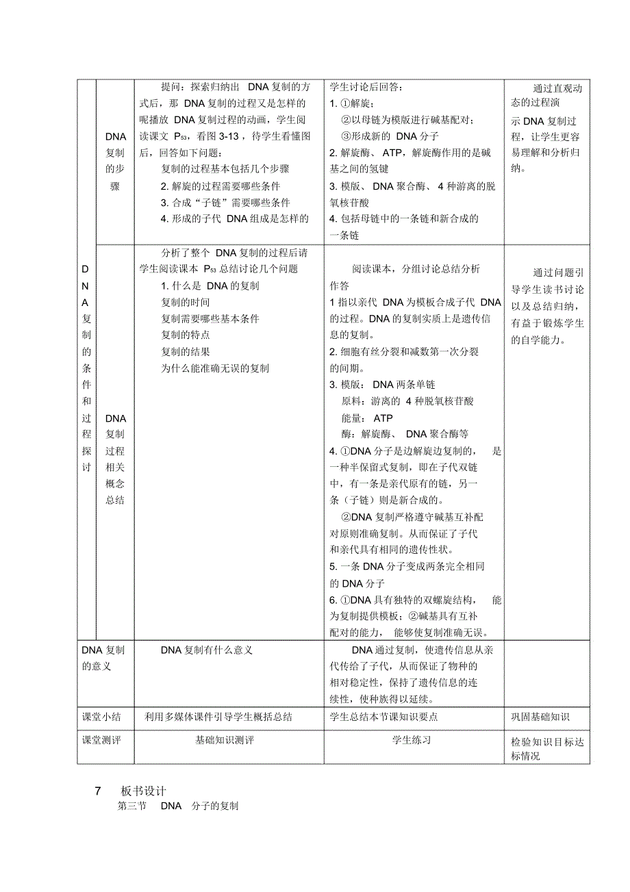 DNA分子的复制教学设计_第3页