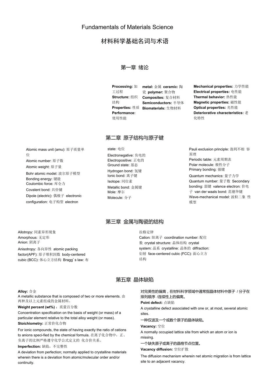 材料科学基础专有名词英文翻译_第1页