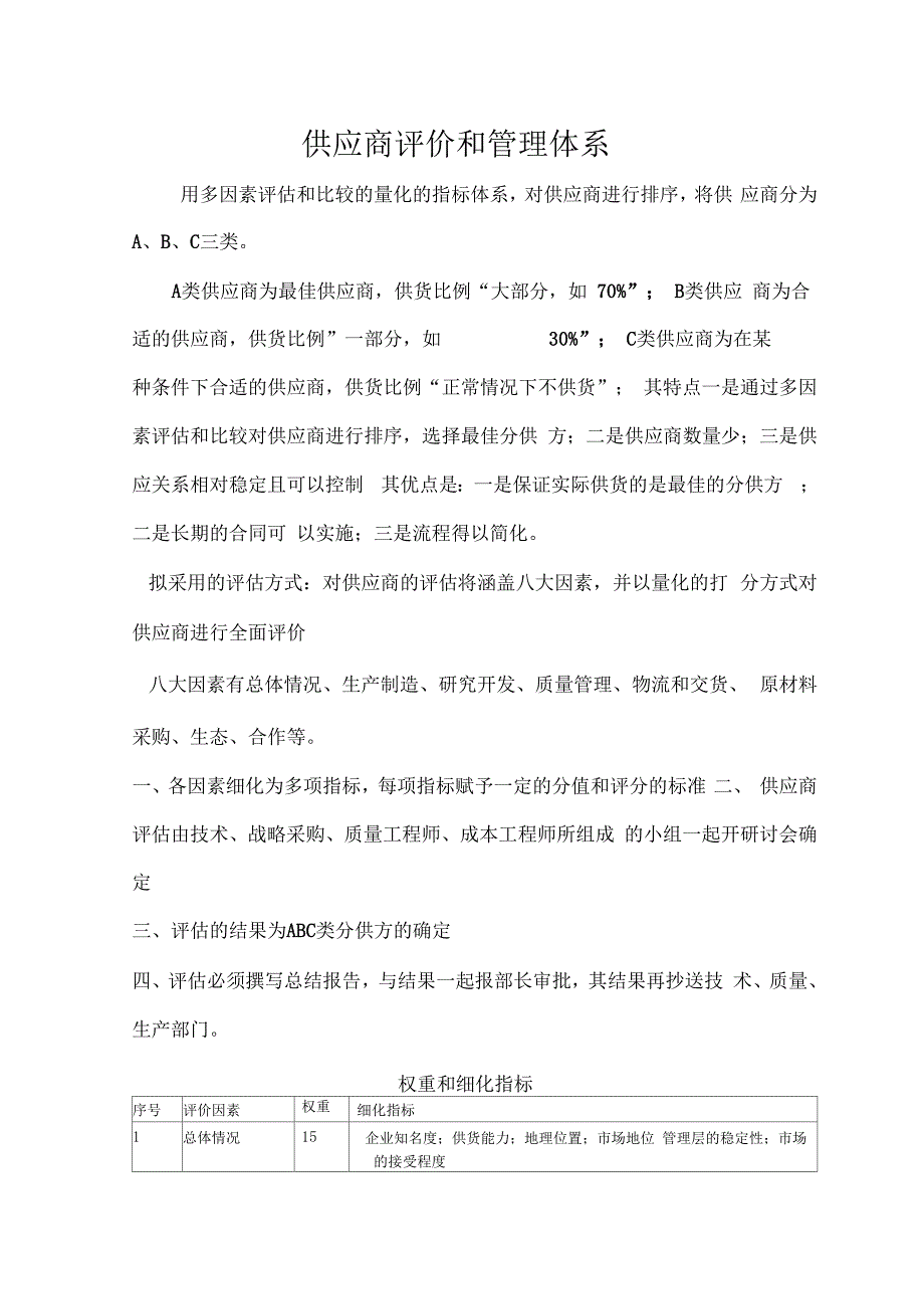 供应商评价和管理体系的建议_第1页