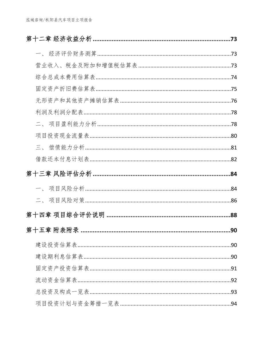 枞阳县汽车项目立项报告参考范文_第5页