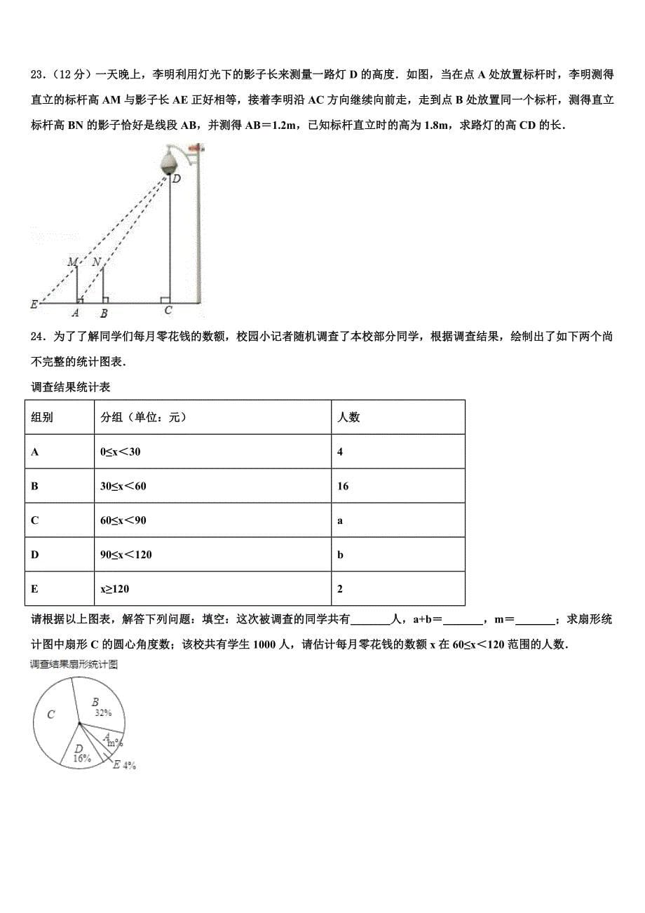 湖南省汨罗市沙溪中学2023届中考数学仿真试卷含解析_第5页