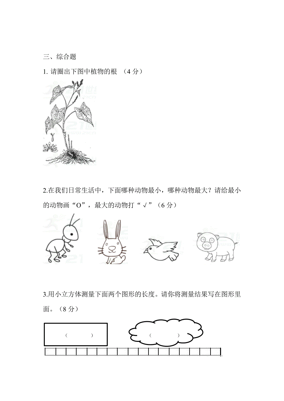 2019—2020教科版一年级科学上册期末测试及答案_第3页