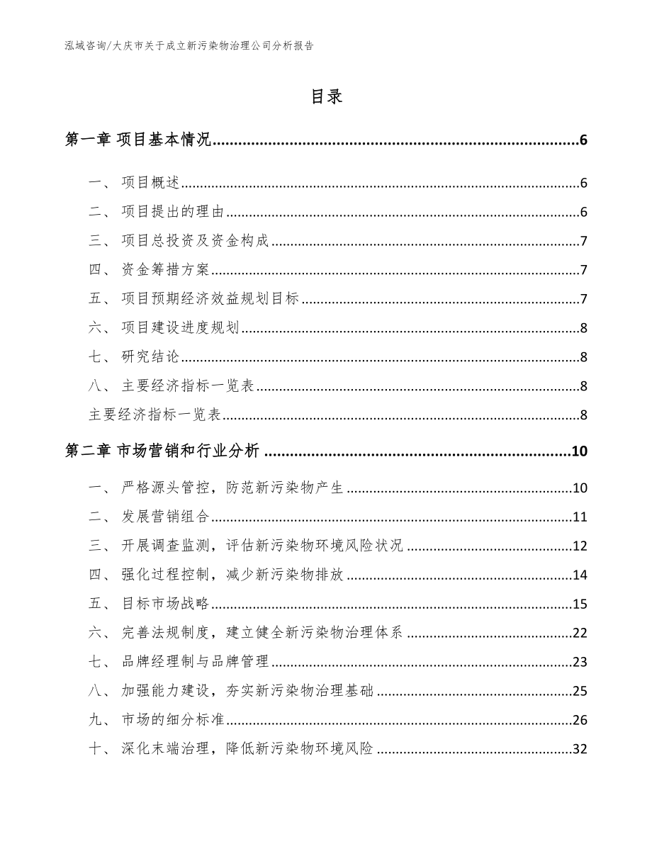 大庆市关于成立新污染物治理公司分析报告【范文模板】_第1页
