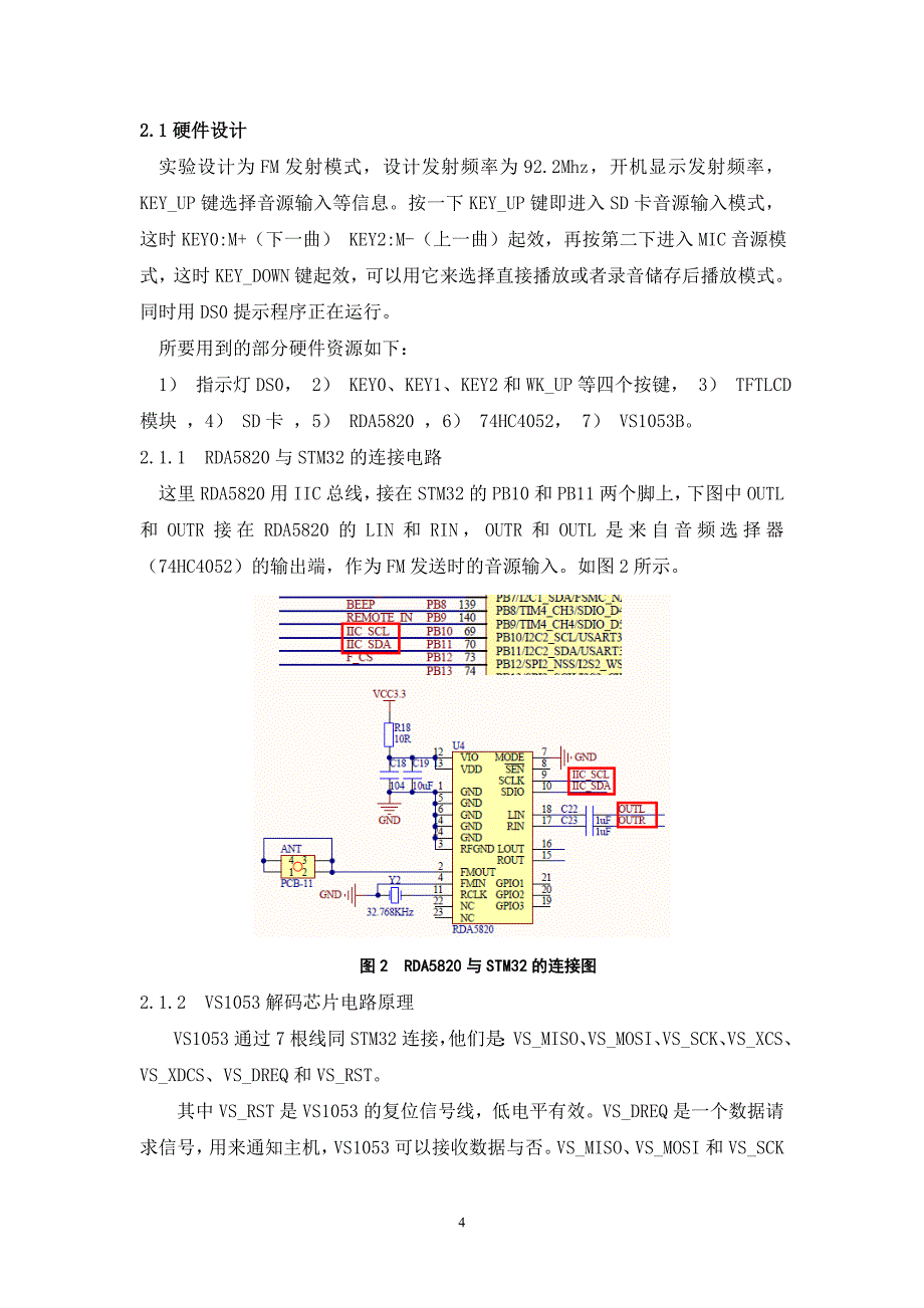 课程设计论文基于stm32FM电台设计_第4页