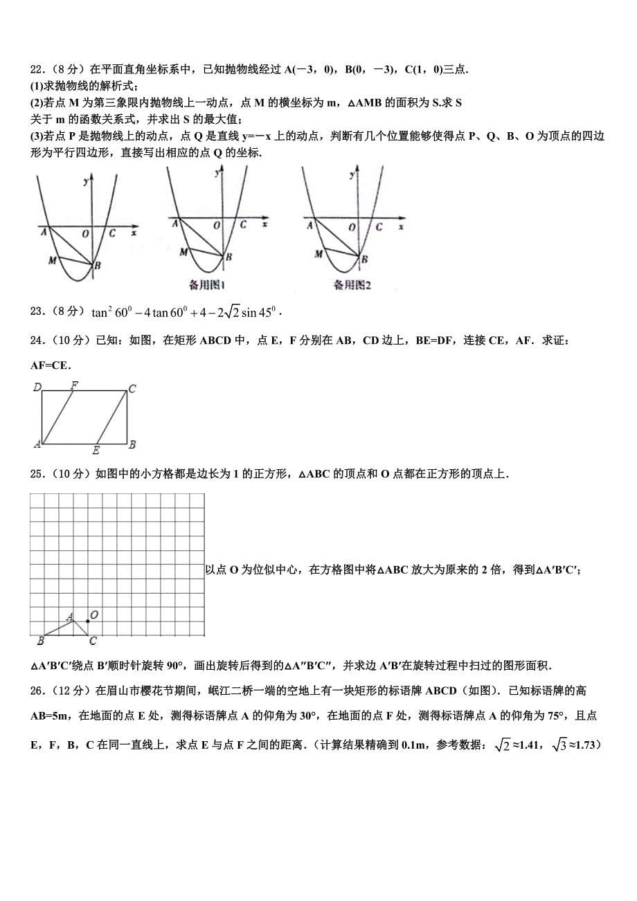 2023学年四川省南充市白塔中学中考数学最后冲刺浓缩精华卷(含答案解析）.doc_第5页