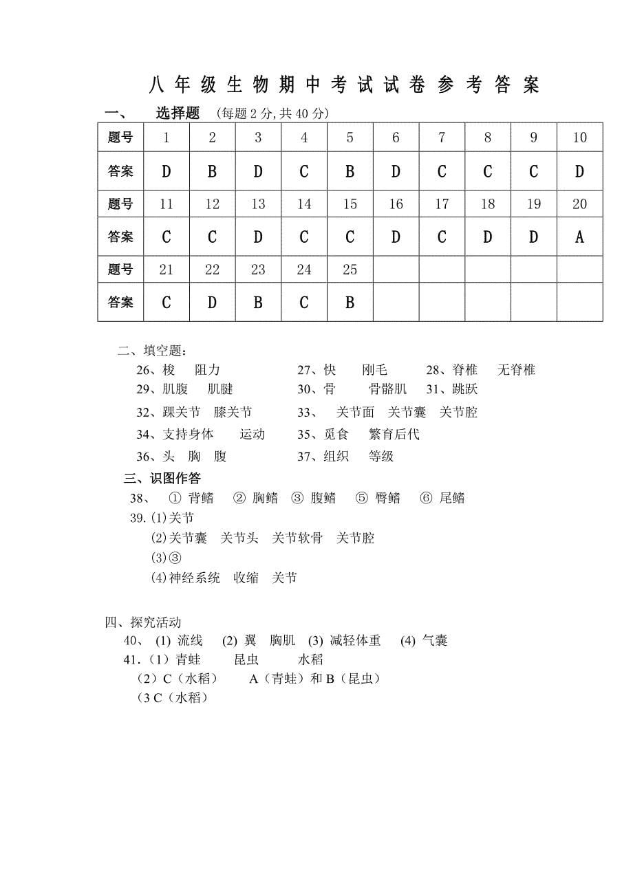 八年级上册生物期中考试试卷.doc_第5页