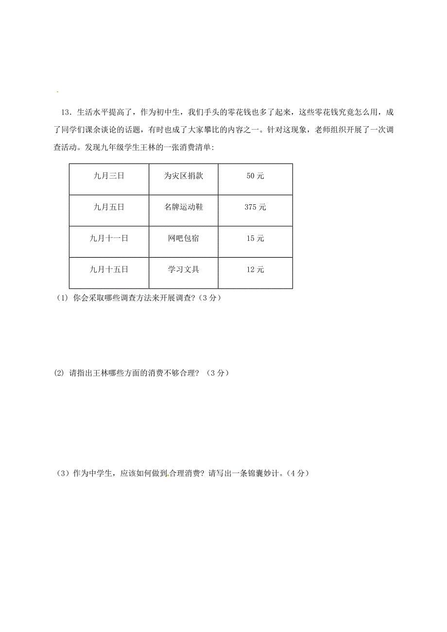 甘肃省靖远县九年级政治上学期期末考试试题新人教版_第5页