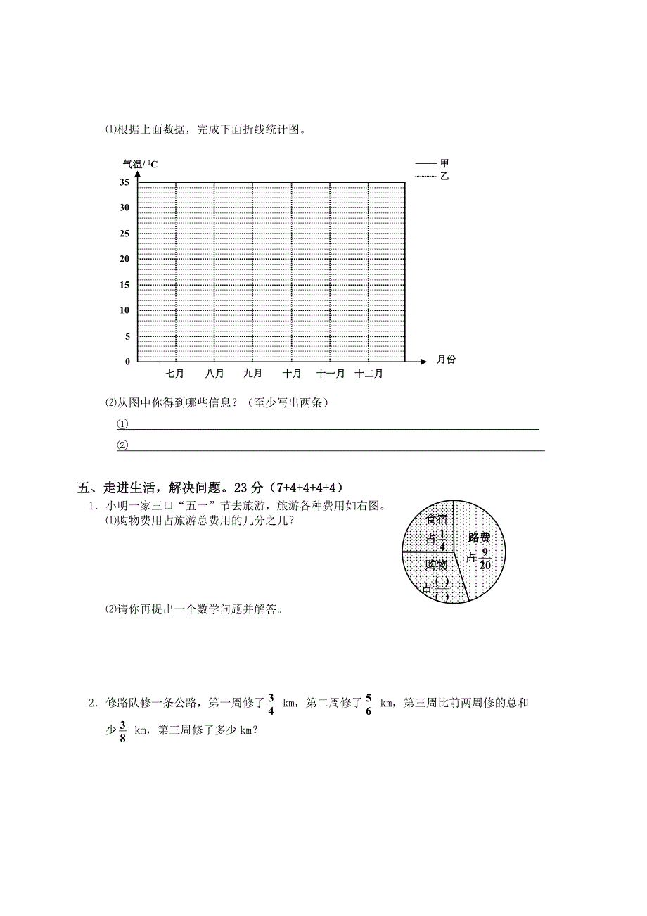 2011年春人教版五年级下学期数学期末试卷_第3页